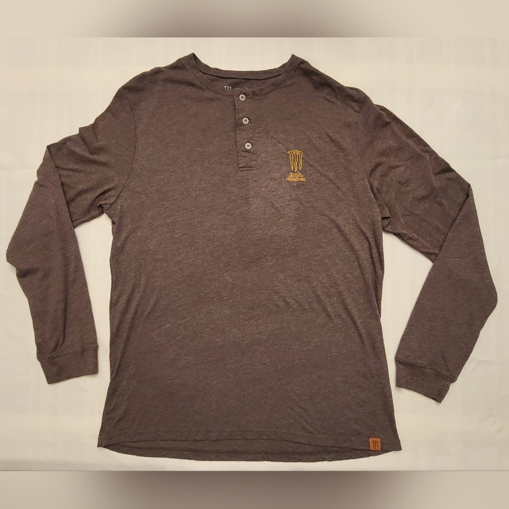 Men's Java Monster Drinks Long-Sleeved Henley Shi… - image 1